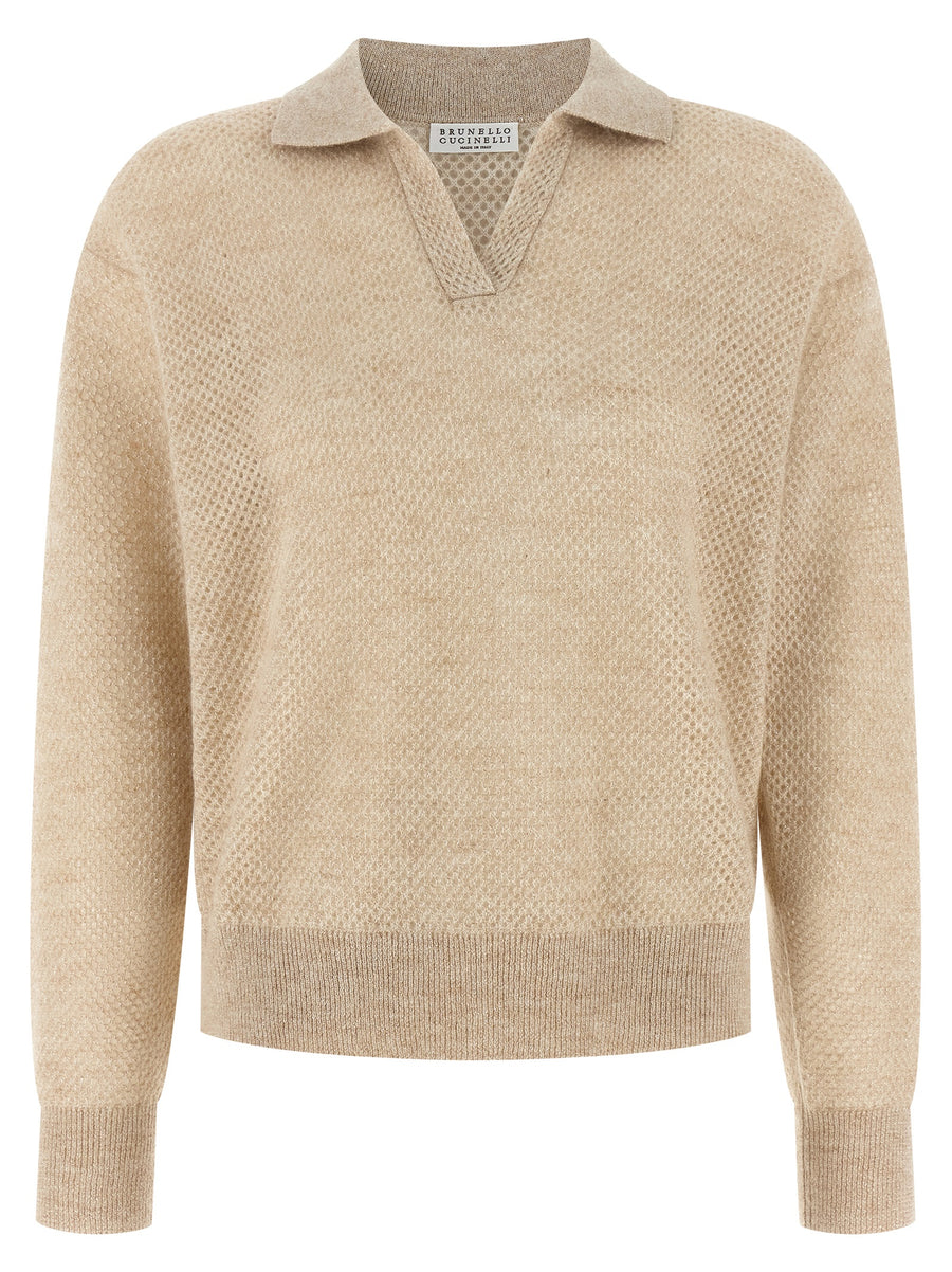 Brunello Cucinelli Gold Wool Polo Shirt