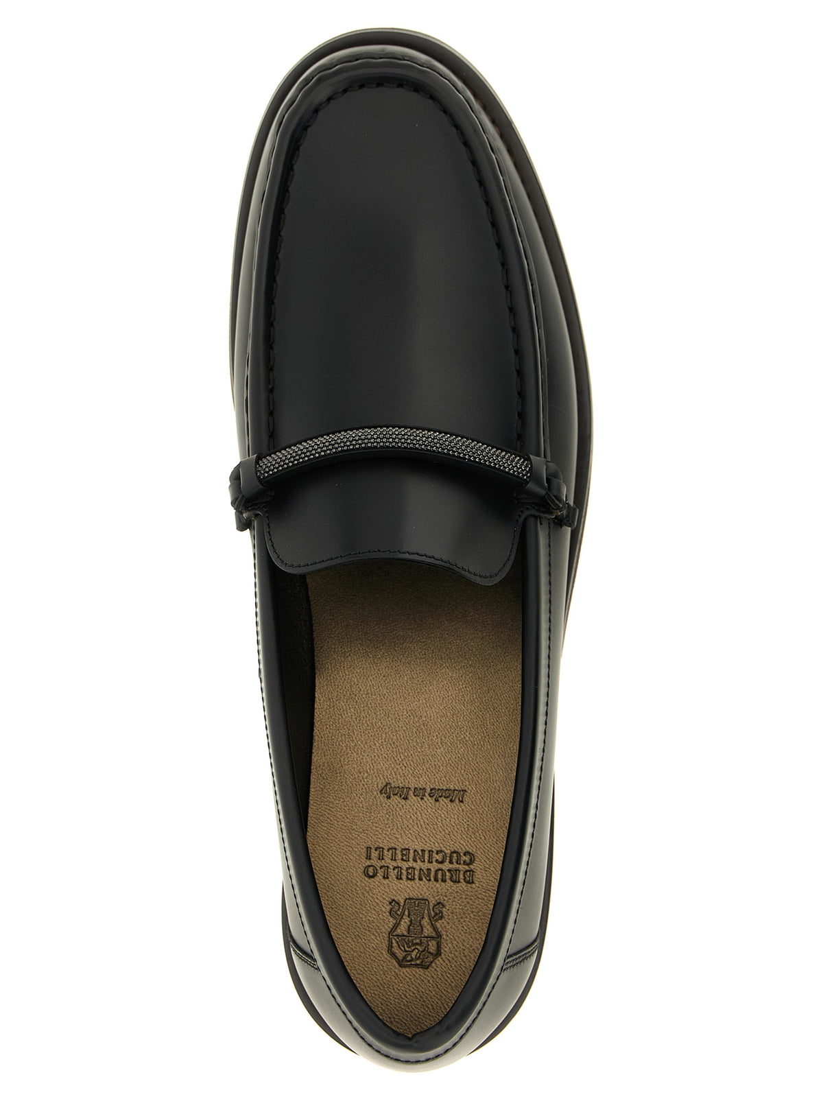 Brunello Cucinelli Black Calf Leather Slip-on Loafers