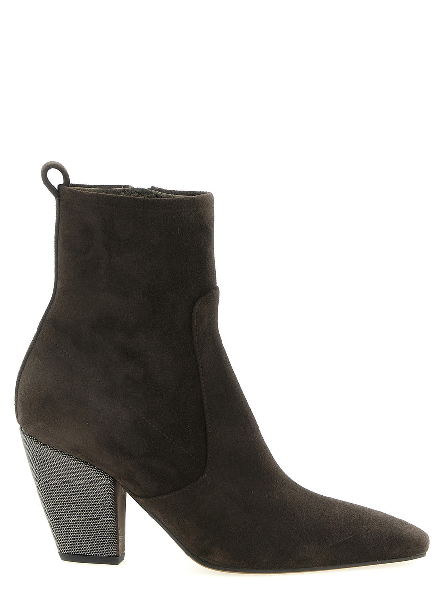 Brunello Cucinelli brown calfskin ankle boots