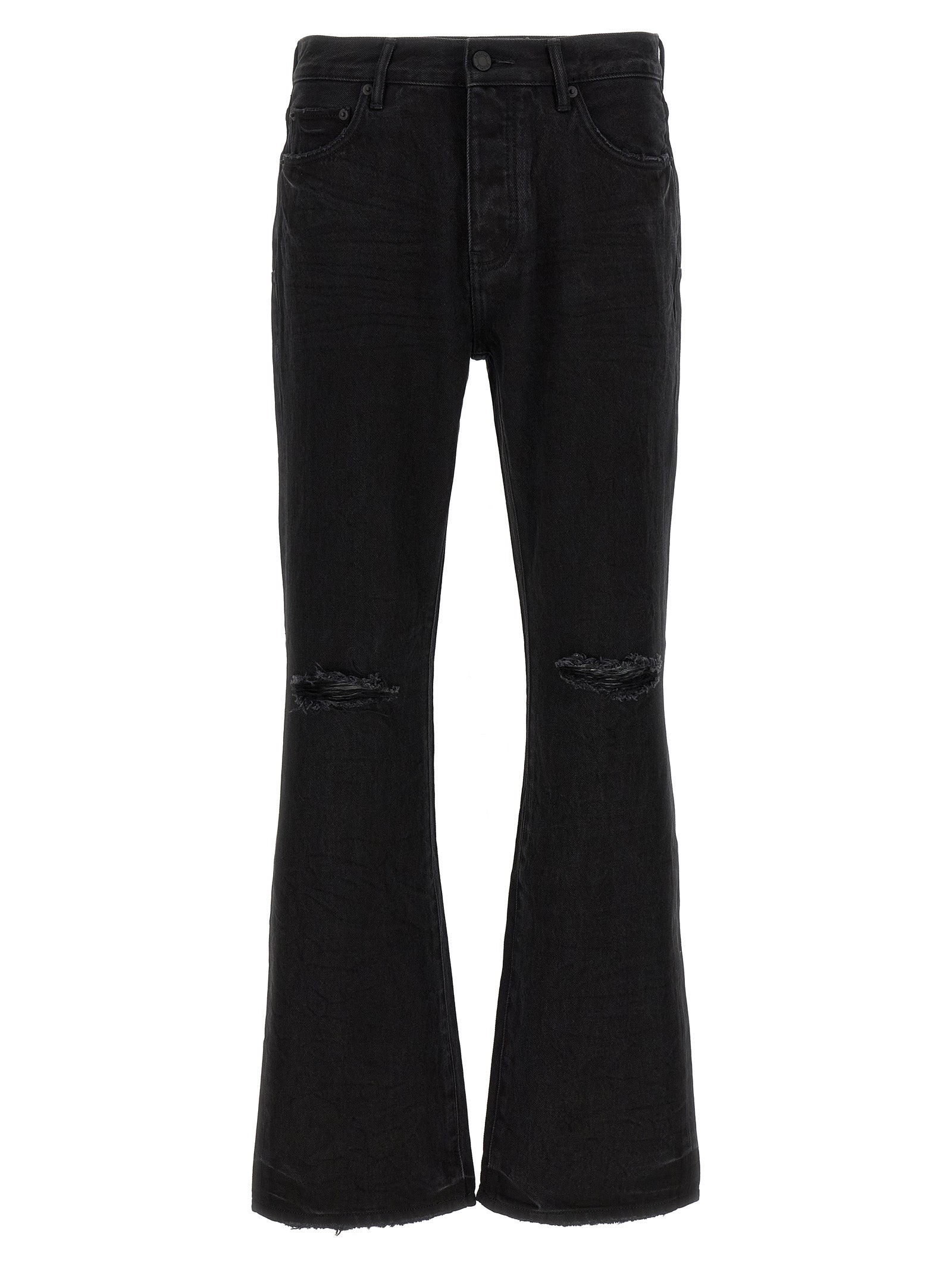 PURPLE Black Cotton Flare Jeans