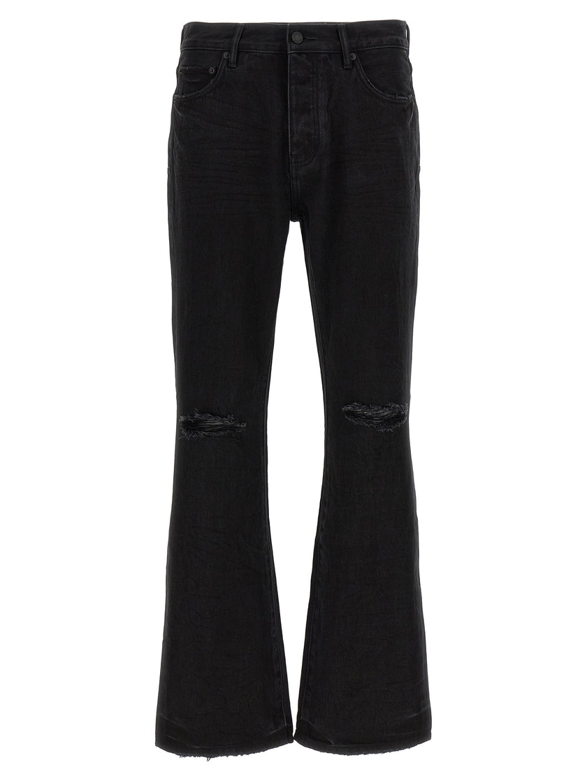 PURPLE Black Cotton Flare Jeans