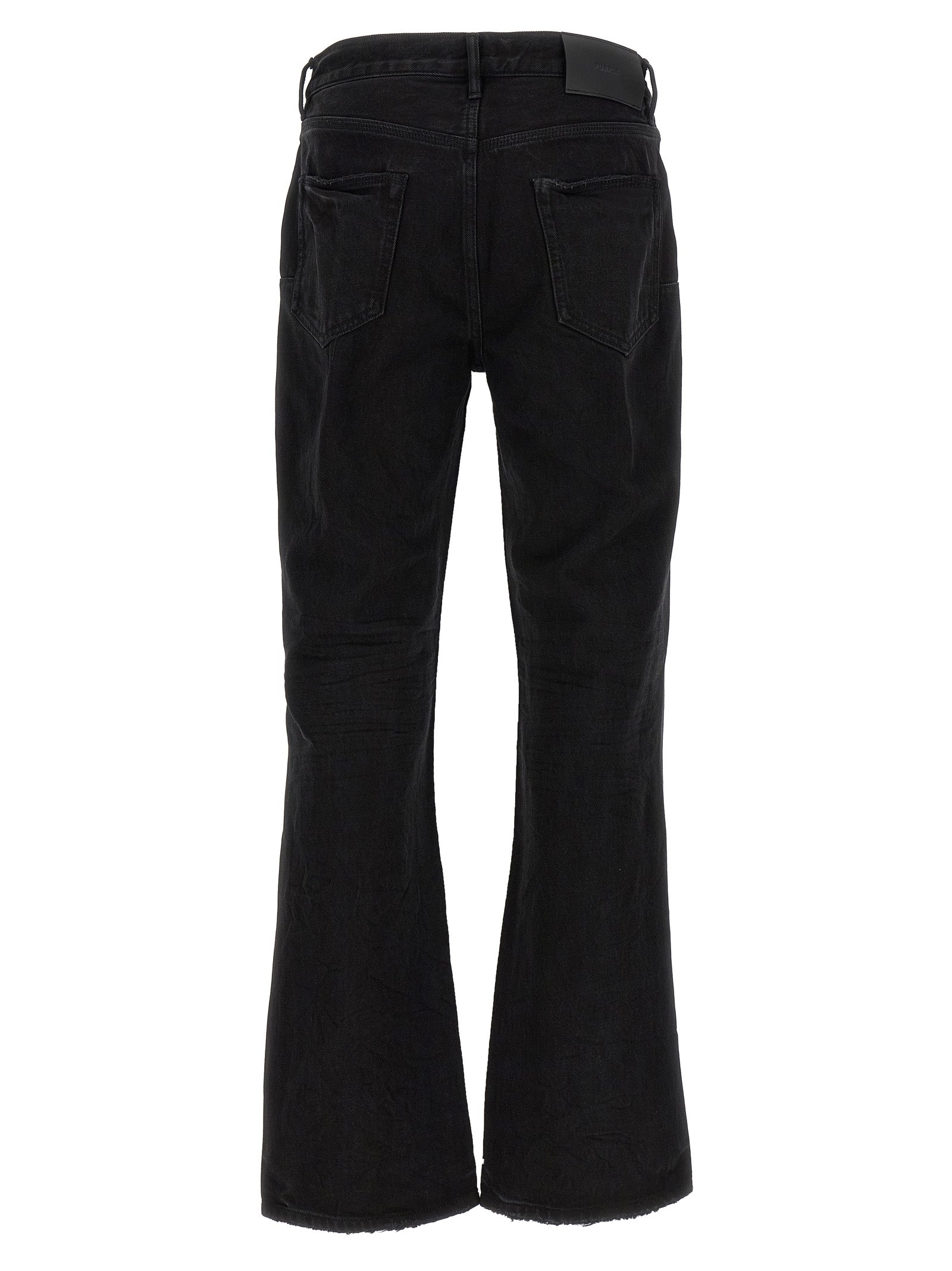 PURPLE Black Cotton Flare Jeans