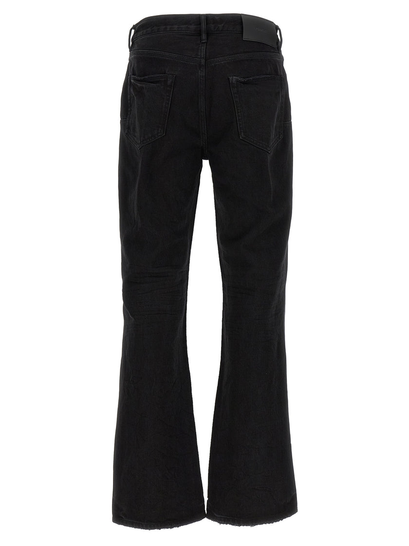 PURPLE Black Cotton Flare Jeans