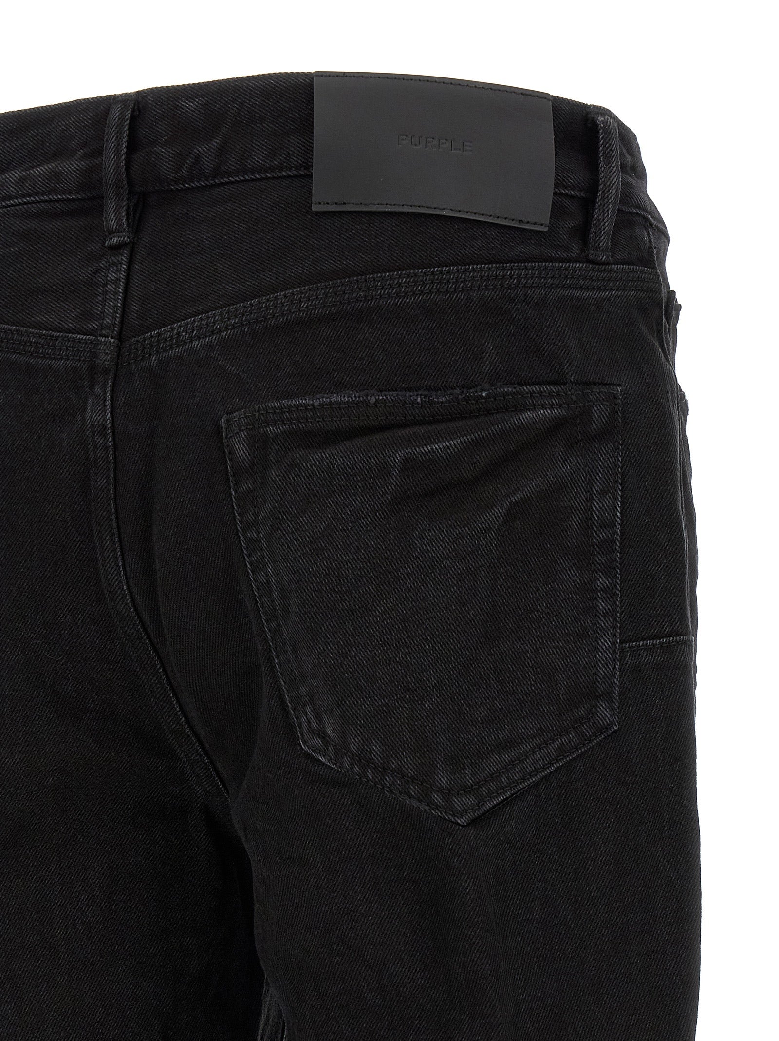 PURPLE Black Cotton Flare Jeans