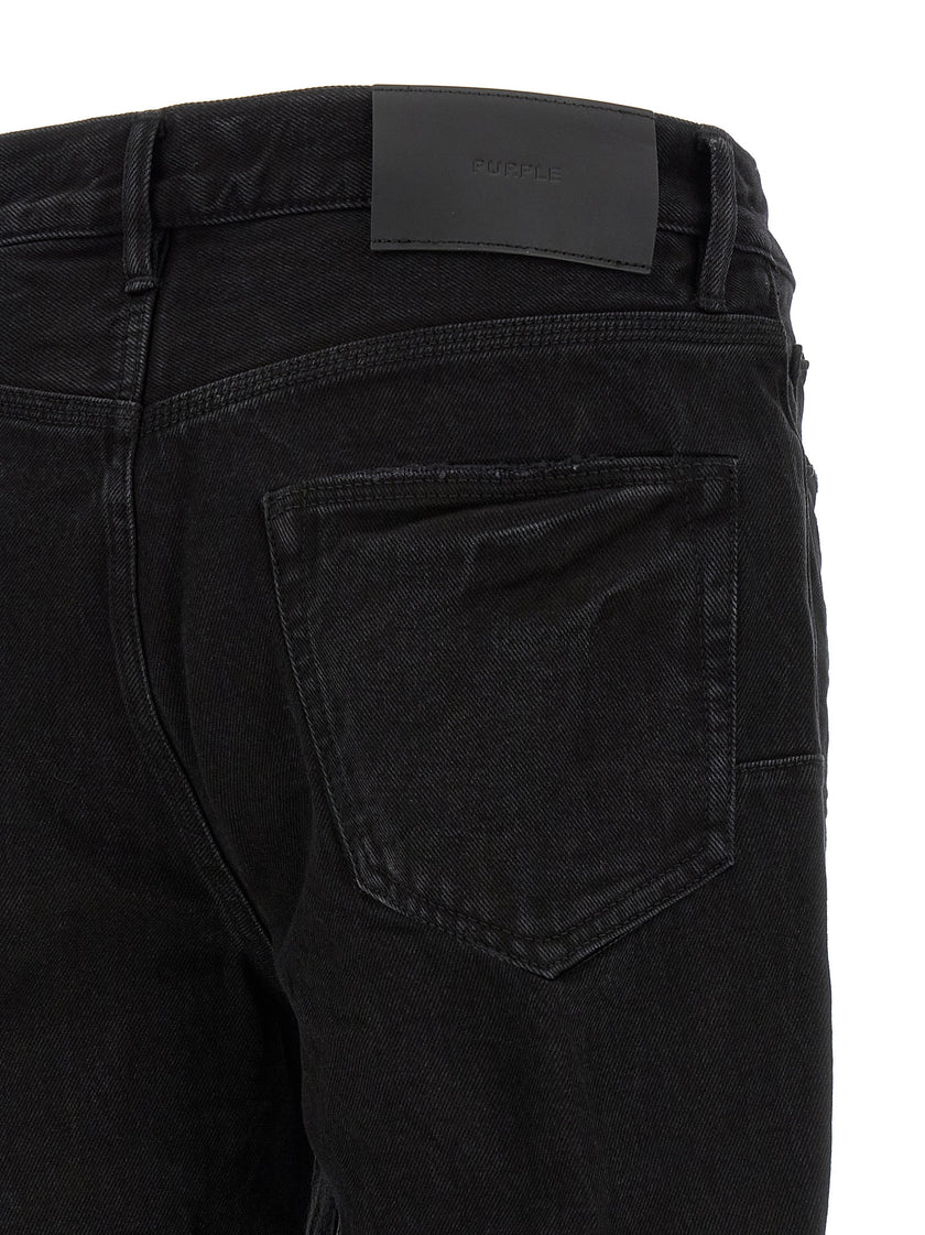 PURPLE Black Cotton Flare Jeans