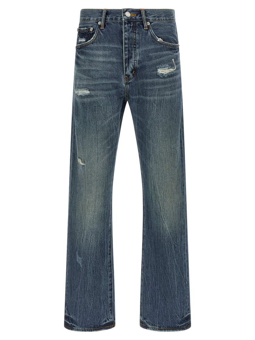 PURPLE Blaue Baumwolljeans im Straight Fit
