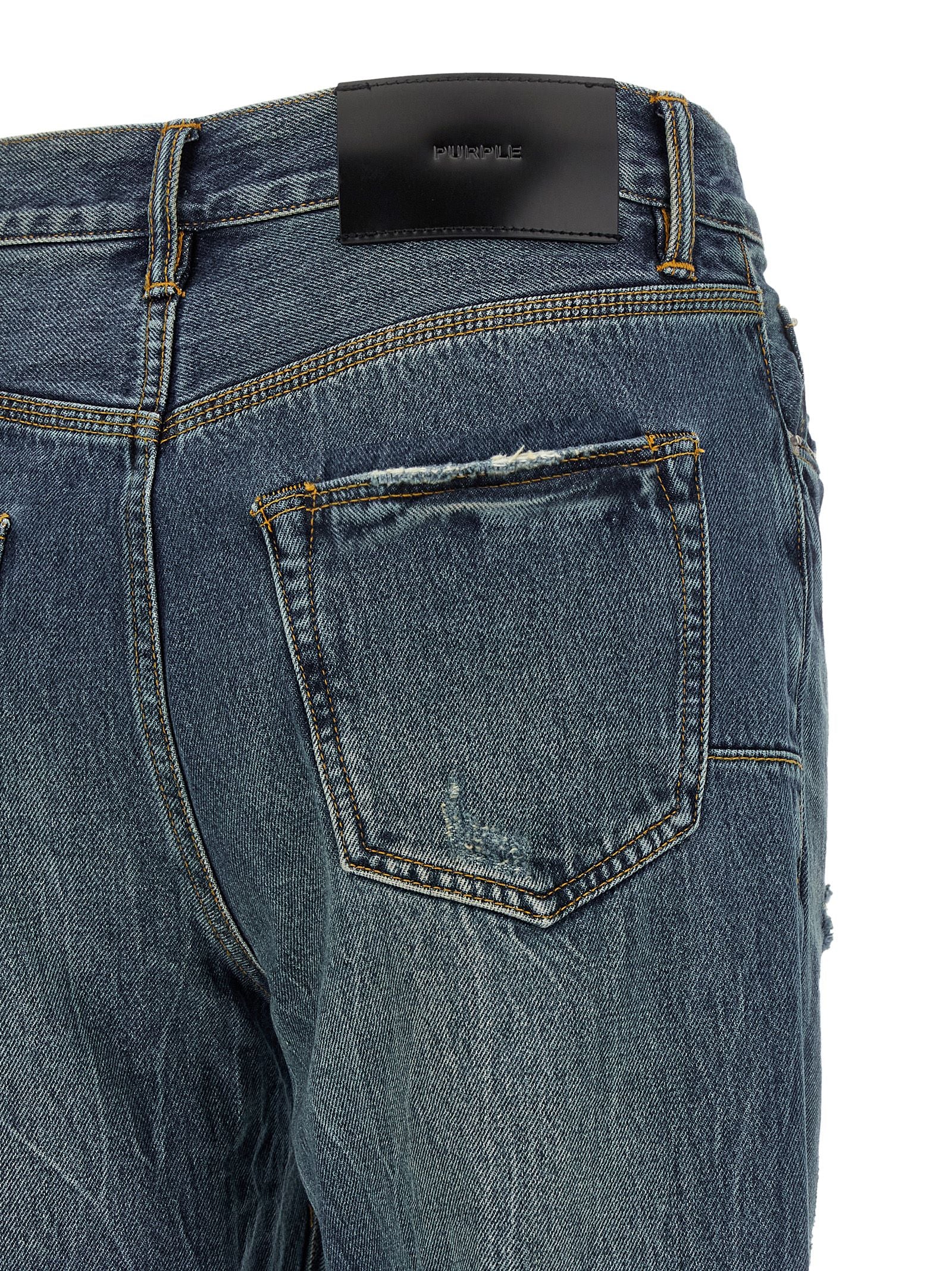 PURPLE Blaue Baumwolljeans im Straight Fit
