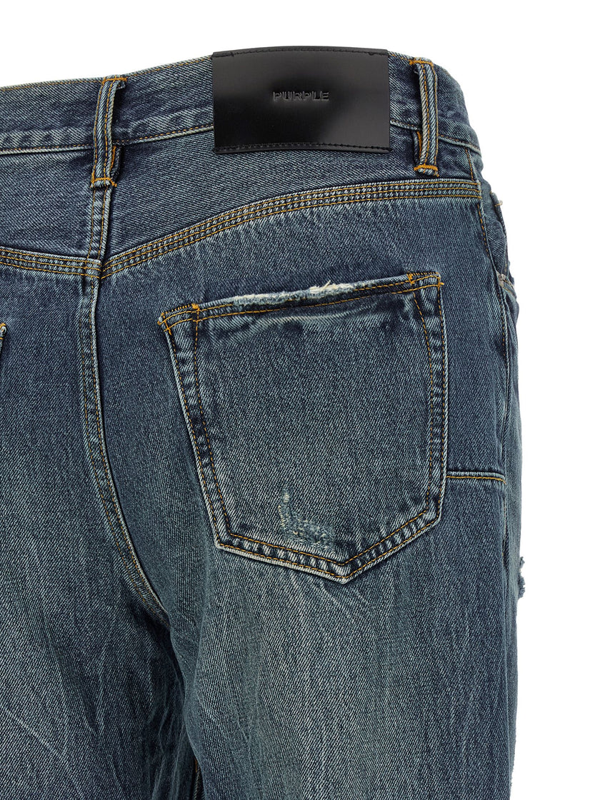PURPLE Blaue Baumwolljeans im Straight Fit