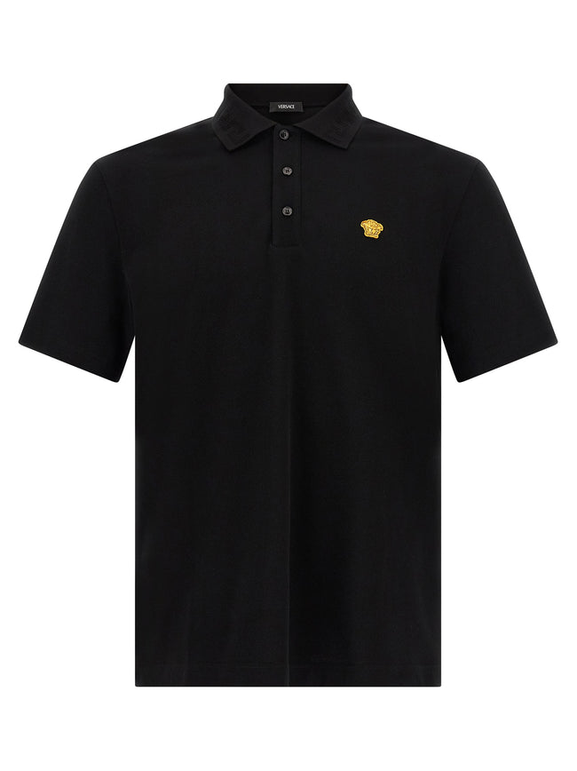 Versace Schwarzes Baumwoll-Poloshirt