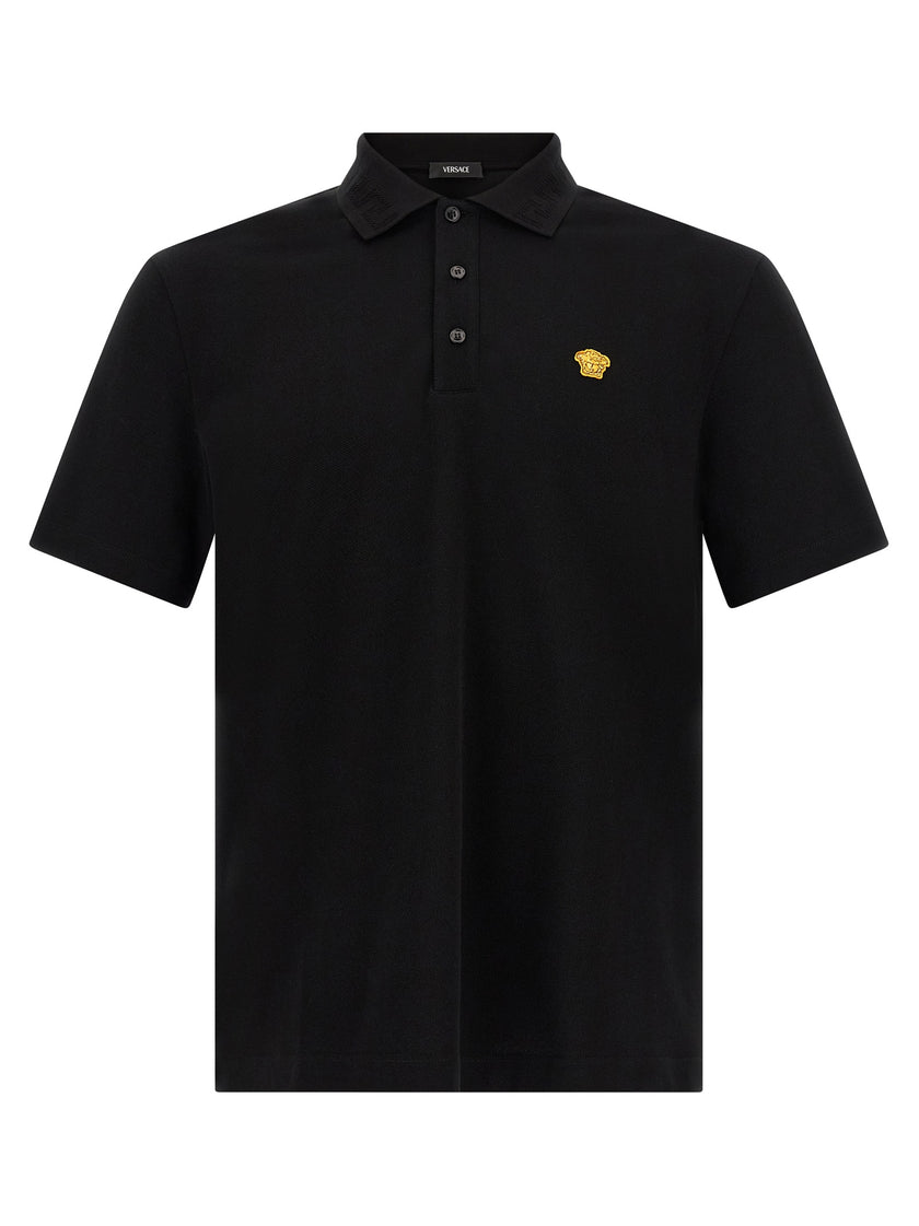 Versace Black Cotton Polo Shirt