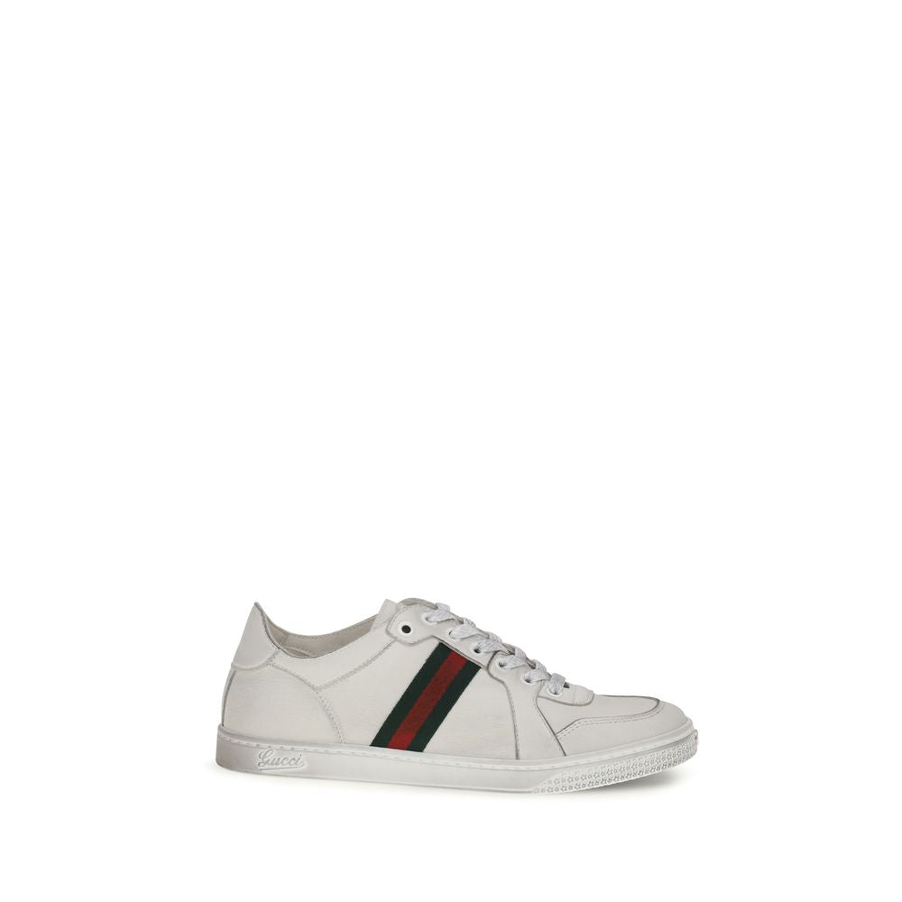 Gucci White Calfskin Bos Taurus Athletic Sneakers