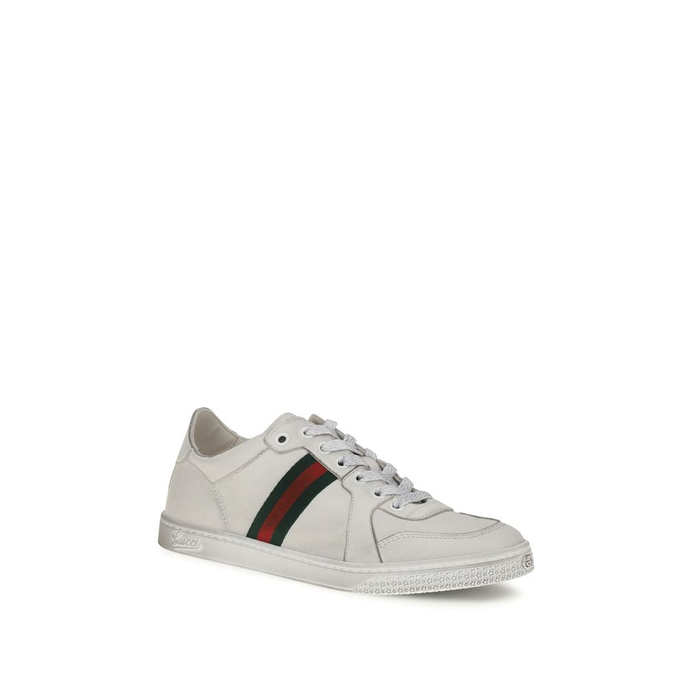 Gucci White Calfskin Bos Taurus Athletic Sneakers