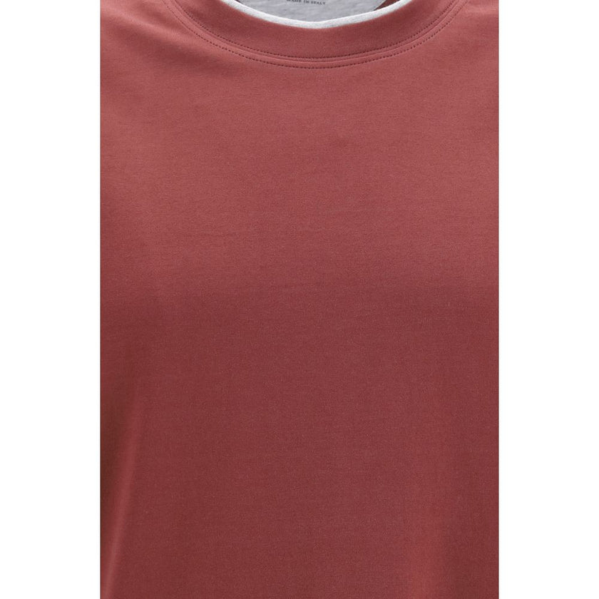 Brunello Cucinelli Bordeaux Baumwoll-T-Shirt