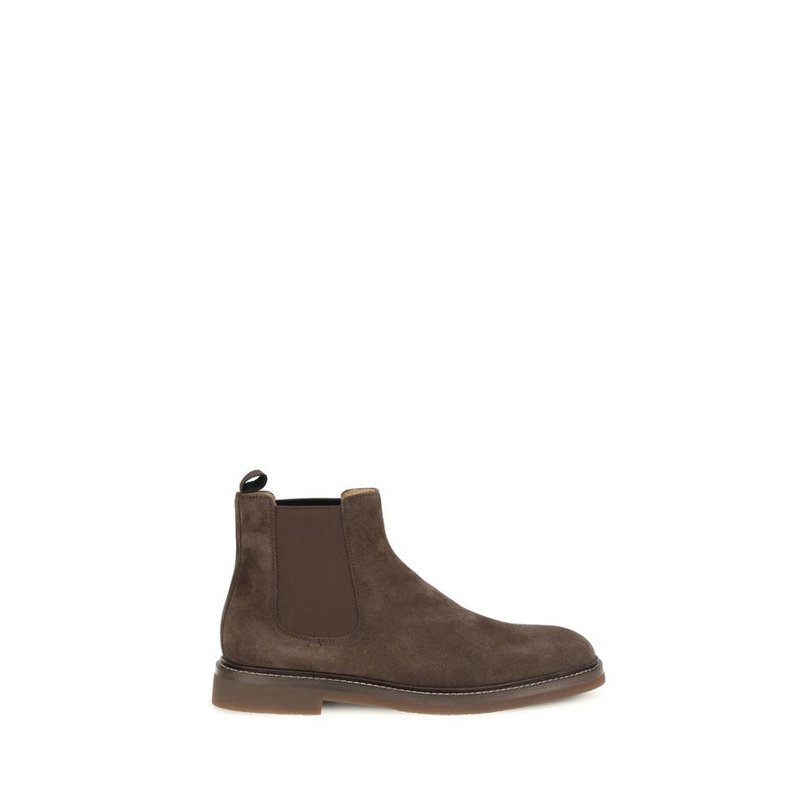 Brunello Cucinelli Brown Calfskin Bos Taurus Chelsea Boots