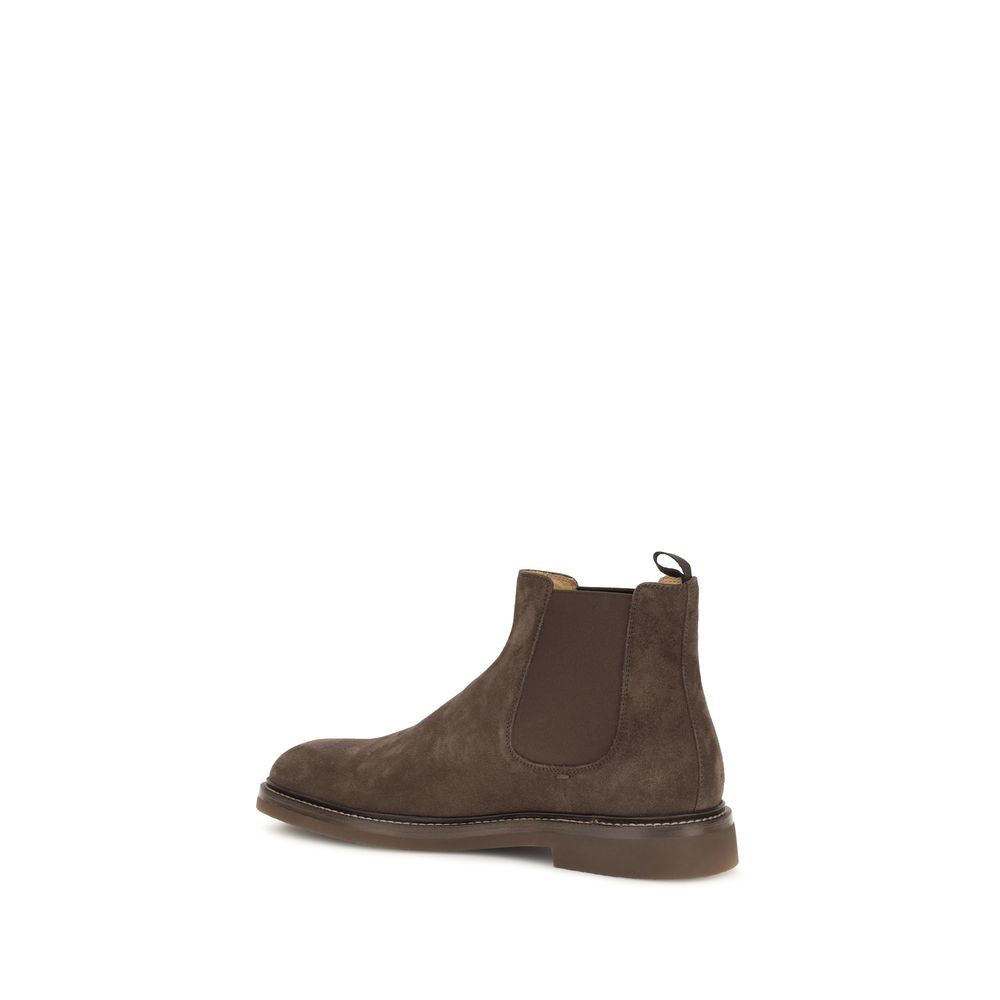 Brunello Cucinelli Brown Calfskin Bos Taurus Chelsea Boots