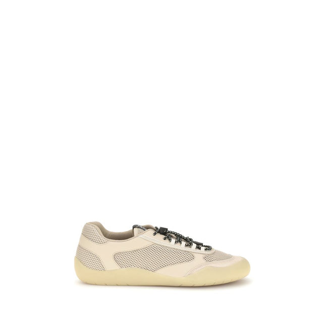 Prada Beigefarbene Sneakers aus Kalbsleder Bos Taurus