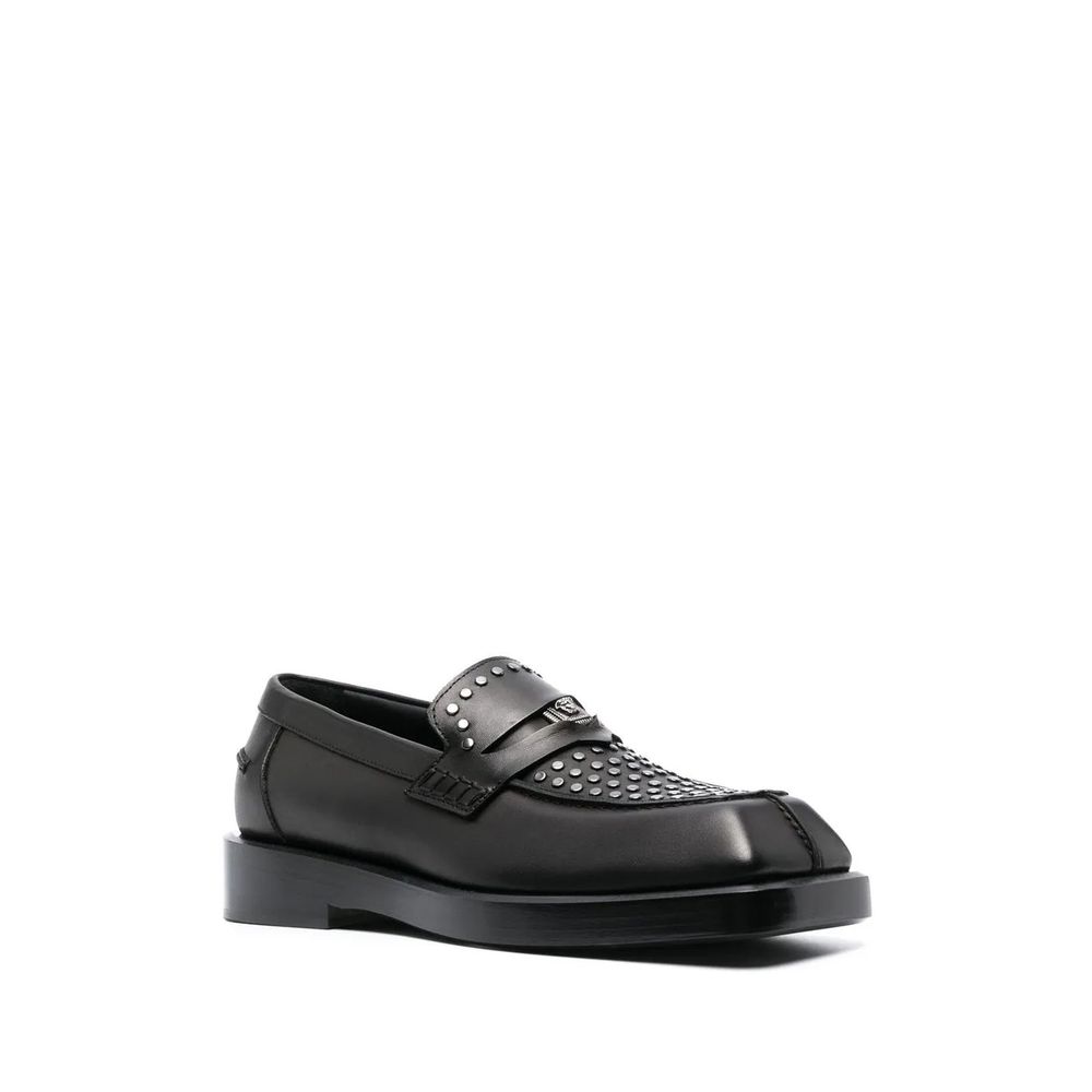 Versace Schwarze Leder-Slipper zum Hineinschlüpfen