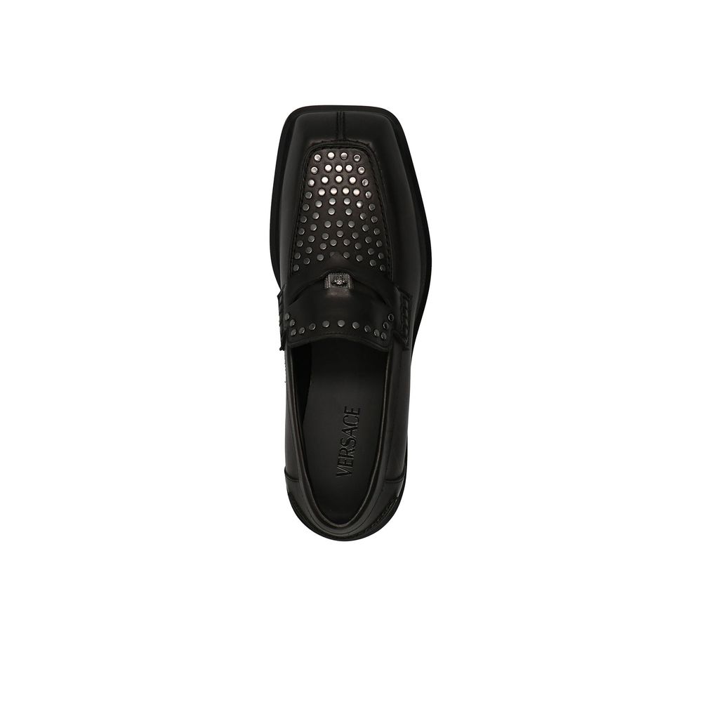 Versace Schwarze Leder-Slipper zum Hineinschlüpfen