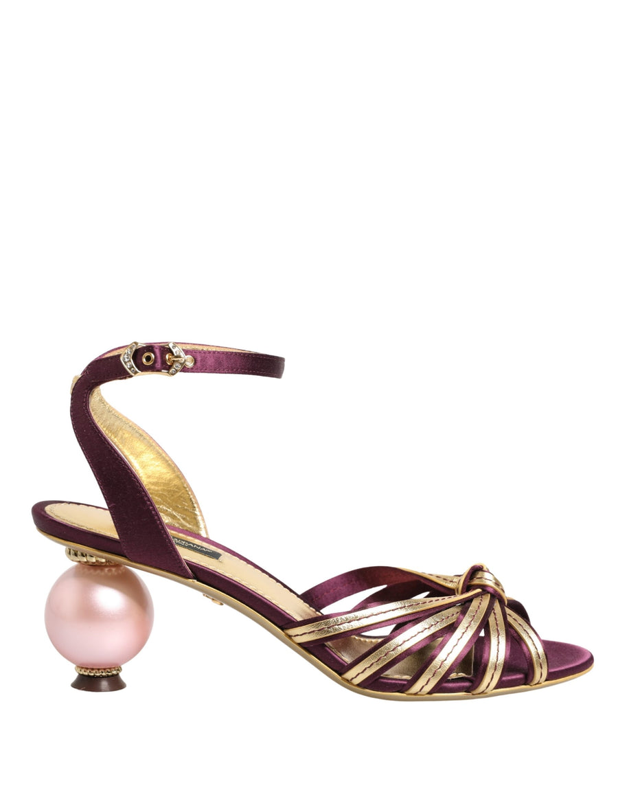 Dolce & Gabbana Purple Gold Keira Pearl Shoes Sandals
