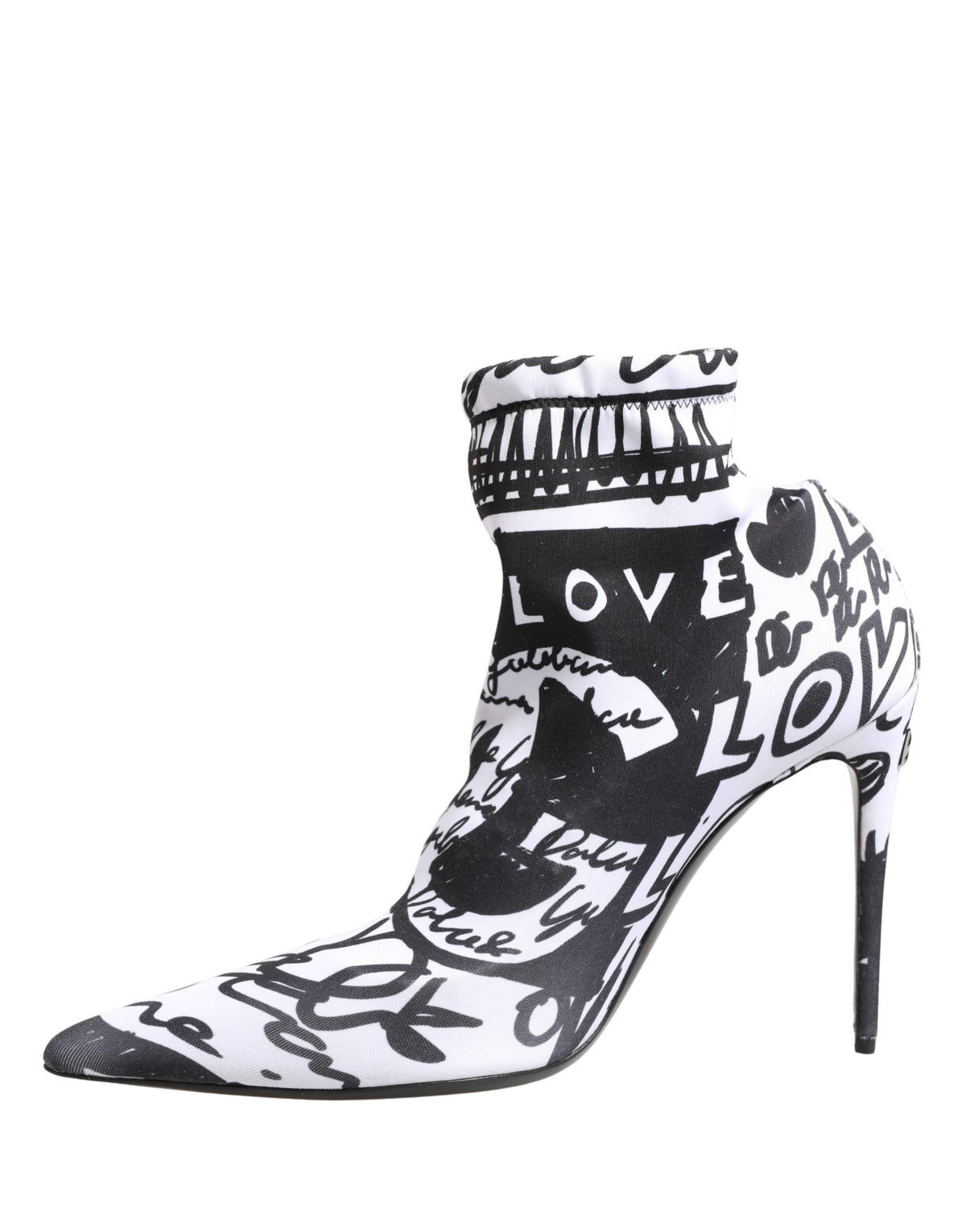Dolce & Gabbana White Stretch Graffiti Print Ankle Boots