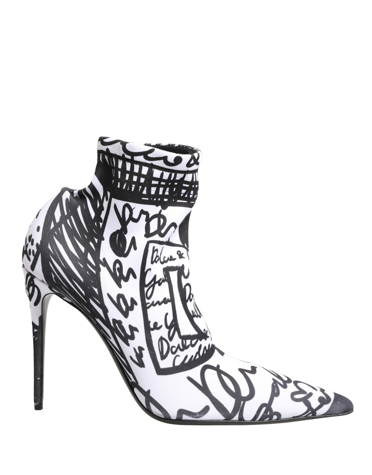 Dolce & Gabbana White Stretch Graffiti Print Ankle Boots