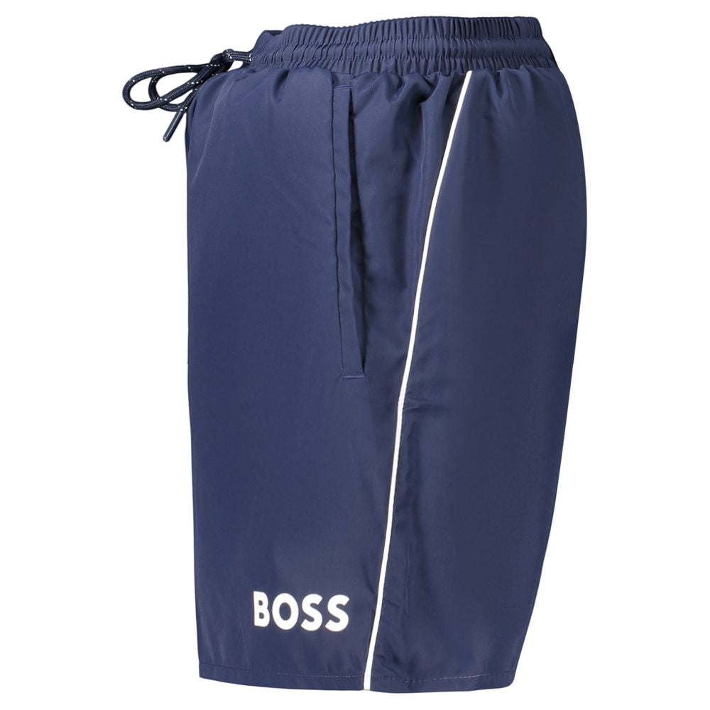 Hugo Boss Men's Blue Polyester Swim Shorts