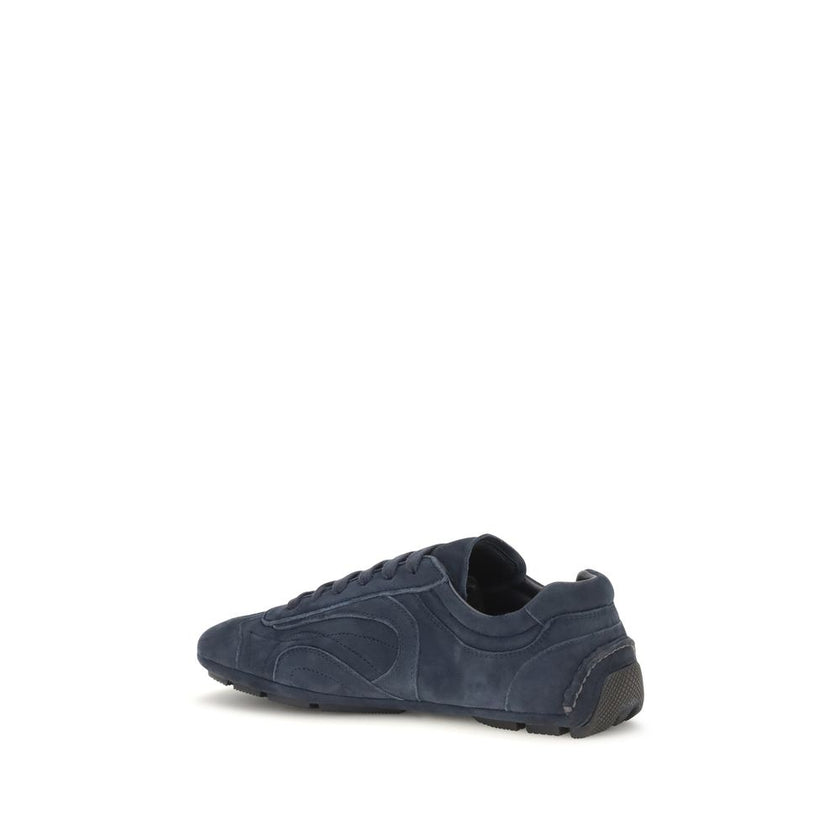 Prada Blaue Kalbsleder Bos Taurus Sportschuhe
