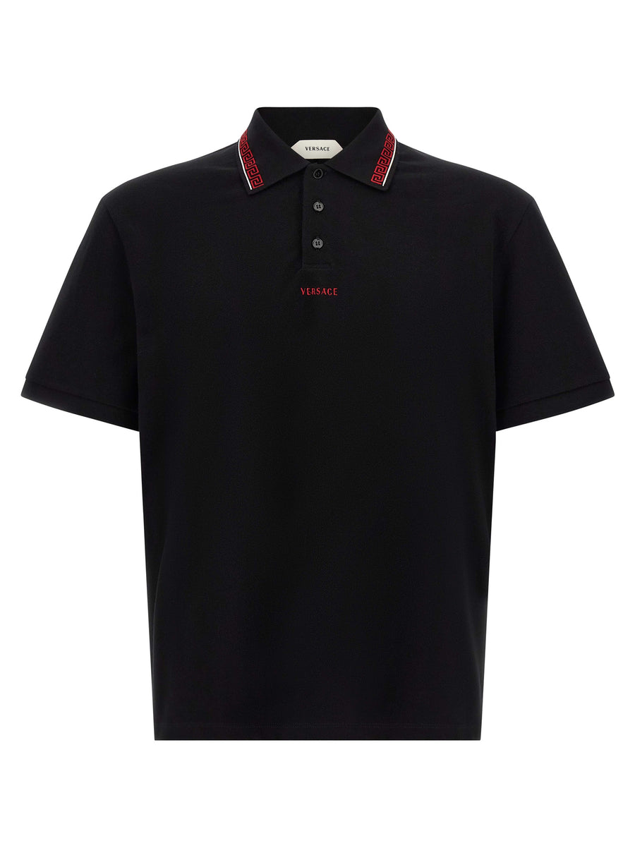 Versace Black Cotton Polo Shirt
