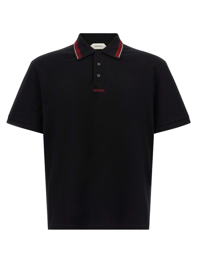 Versace Schwarzes Baumwoll-Polohemd