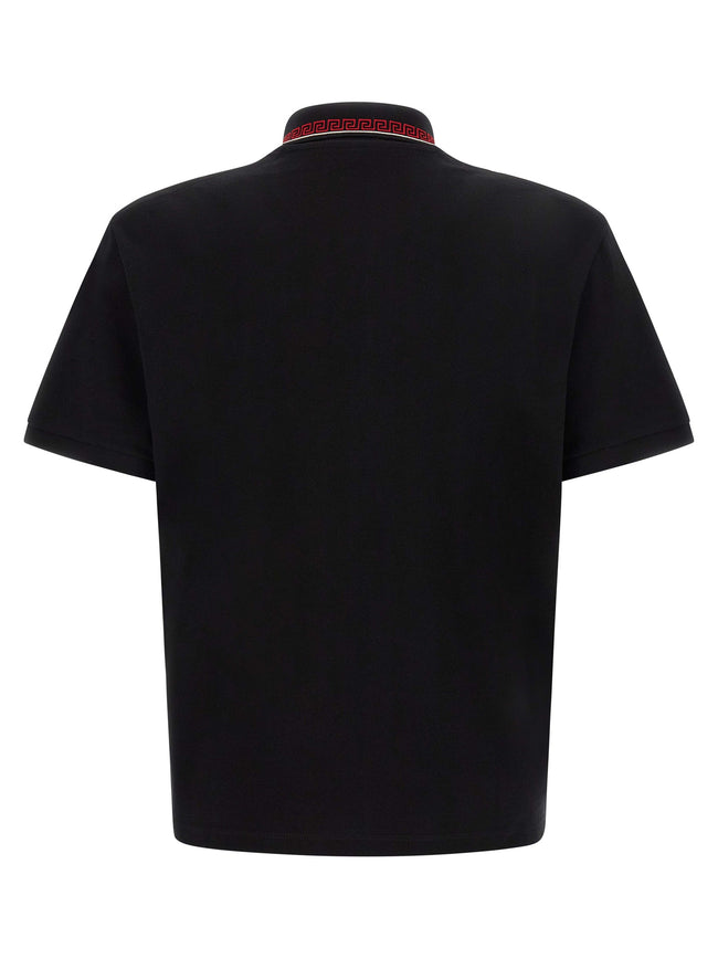 Versace Schwarzes Baumwoll-Polohemd