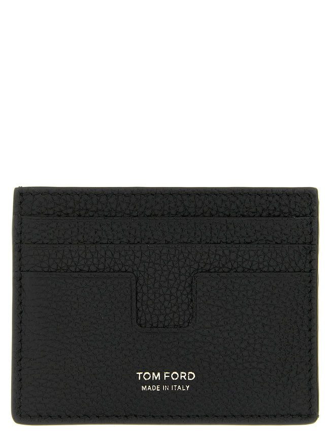 Tom Ford Kartenetui aus schwarzem Kalbsleder