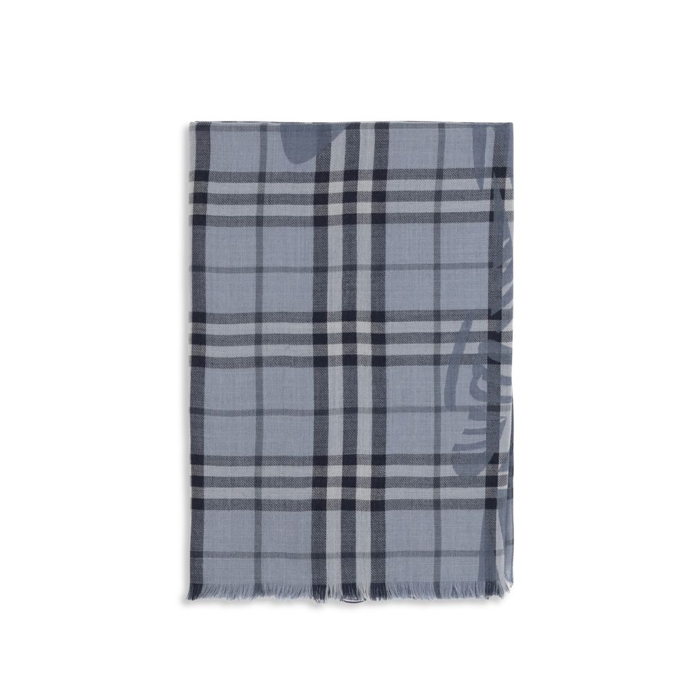 Burberry Blue Wool Scarf Aries Foulard