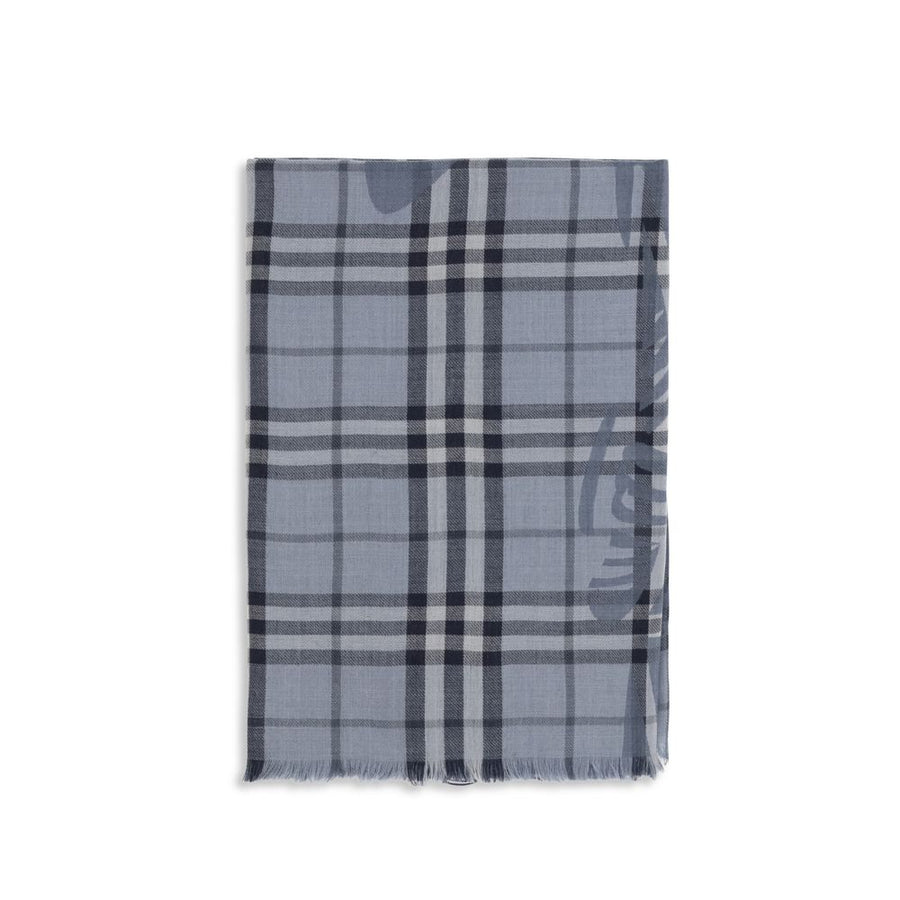 Burberry Blue Wool Scarf Aries Foulard