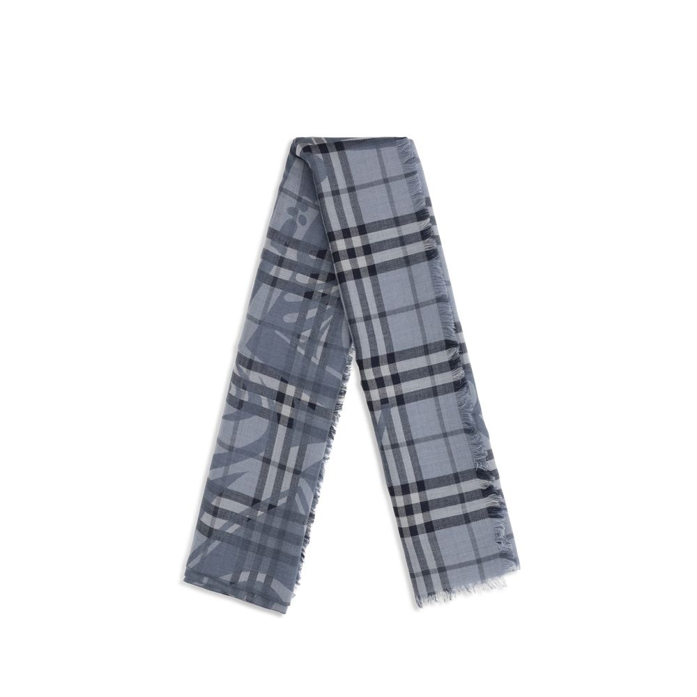 Burberry Blue Wool Scarf Aries Foulard