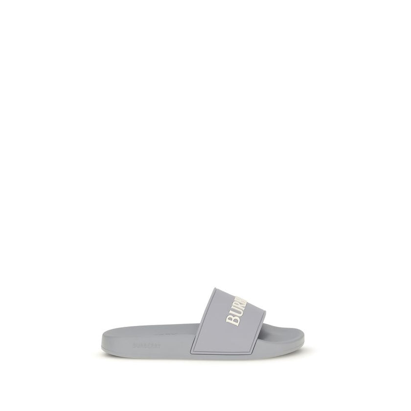 Burberry Graue Gummipantoletten