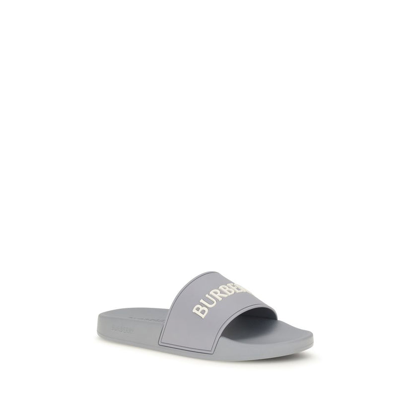 Burberry Graue Gummipantoletten