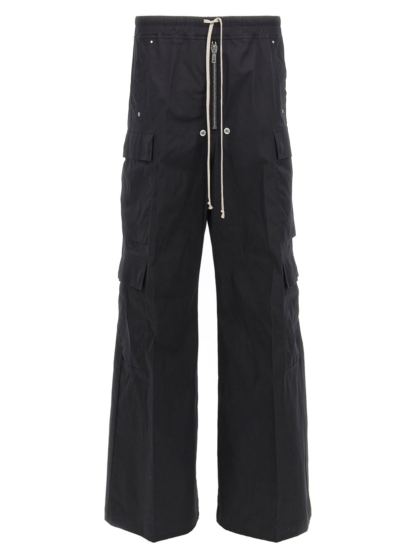 Rick Owens Black Cotton Cargo Pants