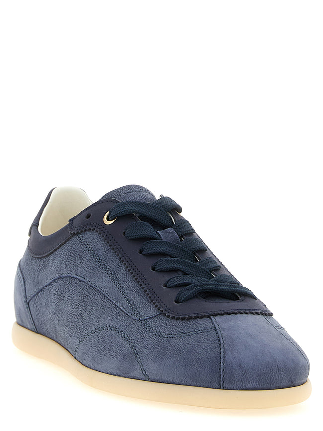 Brunello Cucinelli Blaue Low-Top-Sneaker aus Kalbsleder