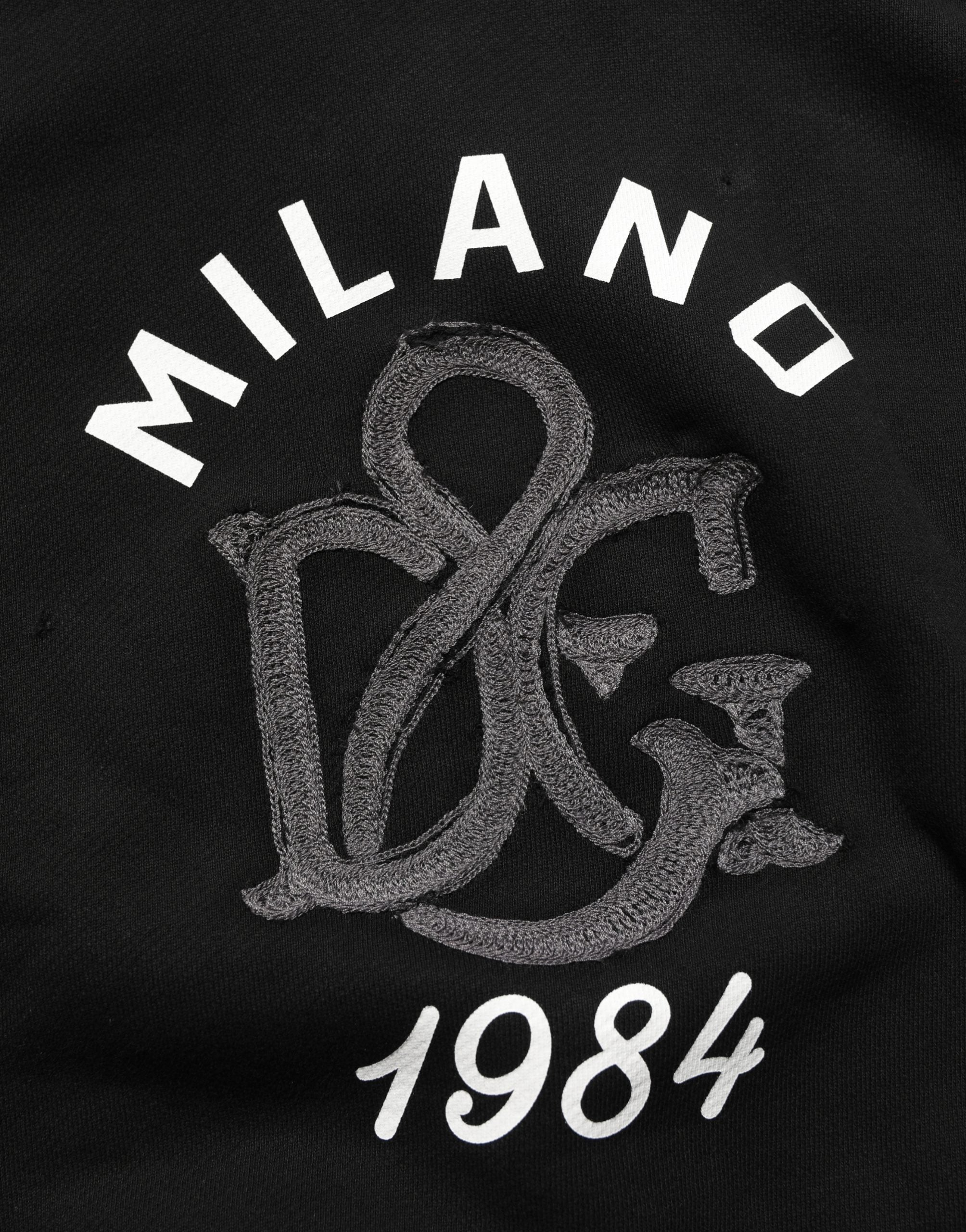 Dolce & Gabbana Schwarzer Baumwollhoodie mit Milano1984 Print