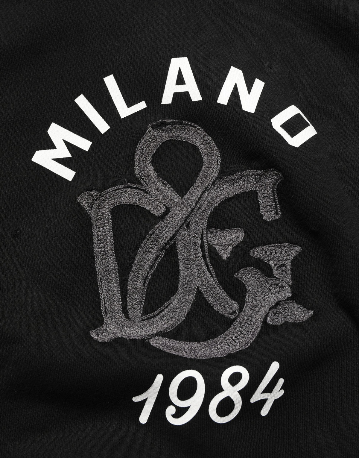 Dolce & Gabbana Black Cotton Hoodie with Milano1984 Print