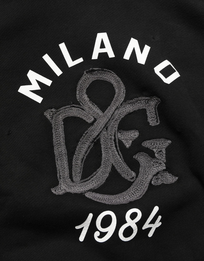Dolce & Gabbana Schwarzer Baumwollhoodie mit Milano1984 Print
