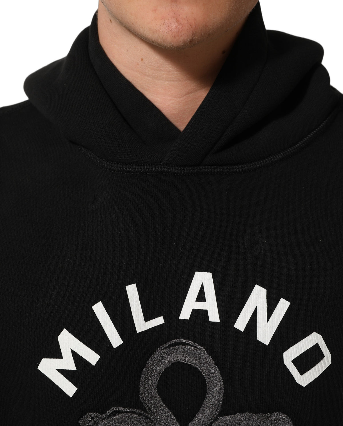 Dolce & Gabbana Black Cotton Hoodie with Milano1984 Print