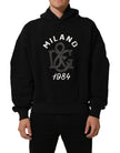 Dolce & Gabbana Schwarzer Kapuzenpullover aus Baumwolle mit Milano1984 Print