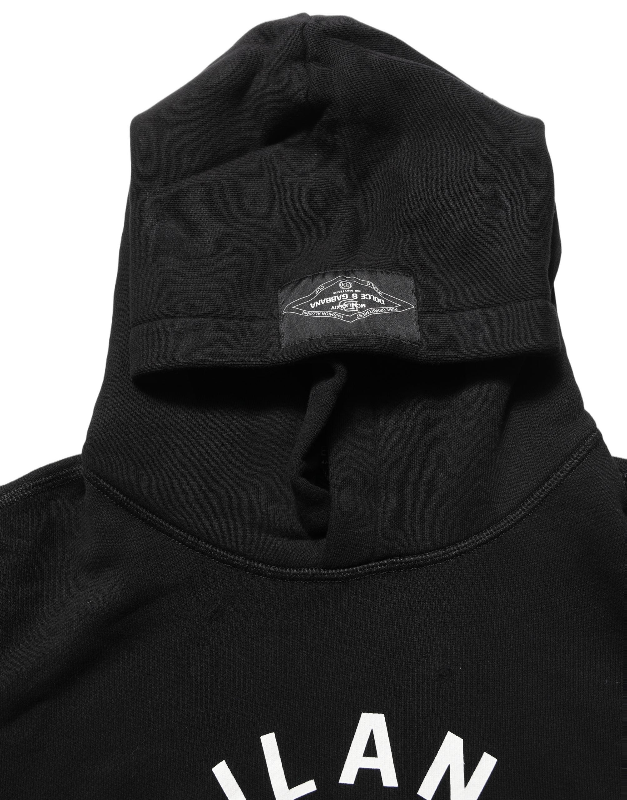 Dolce & Gabbana Schwarzer Baumwollhoodie mit Milano1984 Print