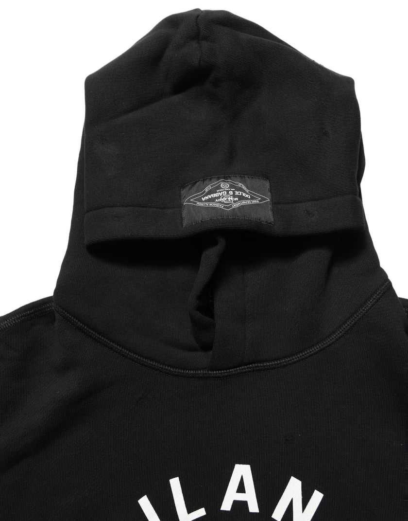 Dolce & Gabbana Schwarzer Baumwollhoodie mit Milano1984 Print