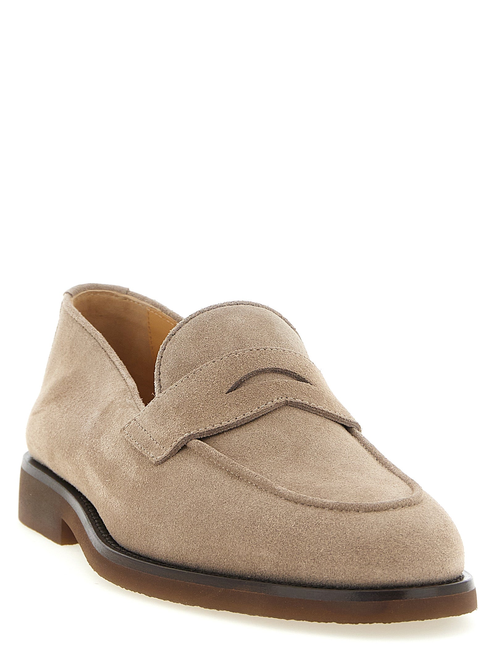 Brunello Cucinelli Slipper aus grauem Kalbsleder