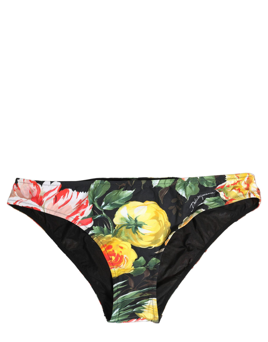 Dolce & Gabbana nylon bikini bottoms with black floral print