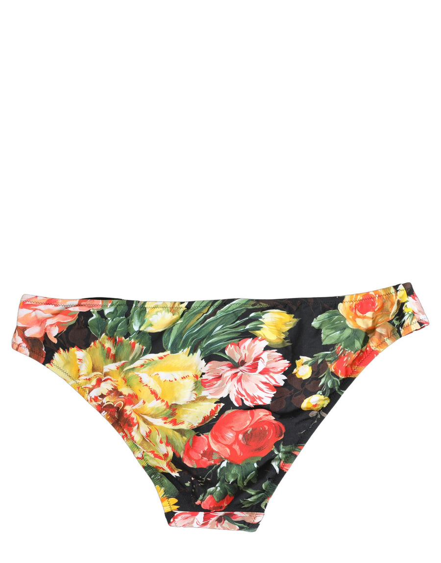 Dolce & Gabbana nylon bikini bottoms with black floral print