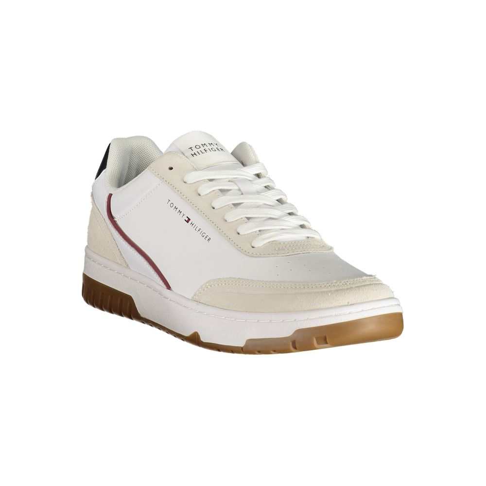 Tommy Hilfiger Herren-Sneaker weißer Sportschuh mit blauen und roten Kontrastdetails aus Polyurethan