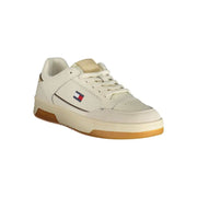 Tommy Hilfiger Herren-Sneaker weiß Polyurethan mit beige Kontrastdetails und Logo